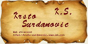 Krsto Surdanović vizit kartica
